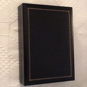 GOLD TOOLED LEATHERETTE VELVET-LINED JEWELRY BOX